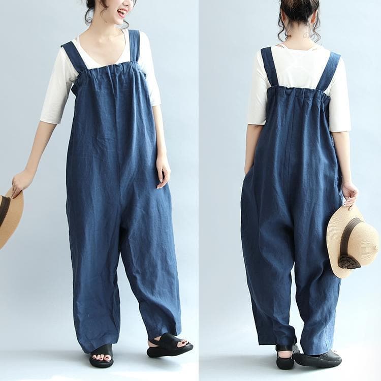 2021 blue casual linen pants oversize stylish jumpsuit pants dylinoshop