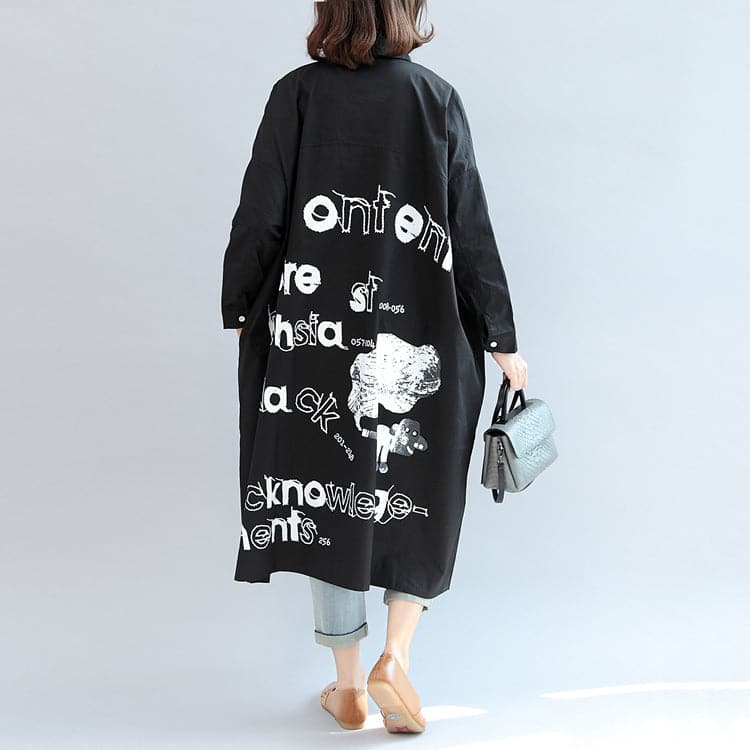 2021 fall black animal print cotton tops oversize o neck shirt dress dylinoshop