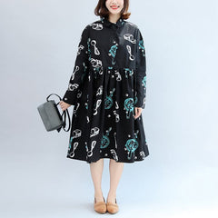 2021 fall black print cotton outwear plus size casual long sleeve warm clothes dylinoshop