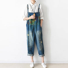 2021 fall oversized denim jumpsuits casual blue jeans denim outfits cute dylinoshop