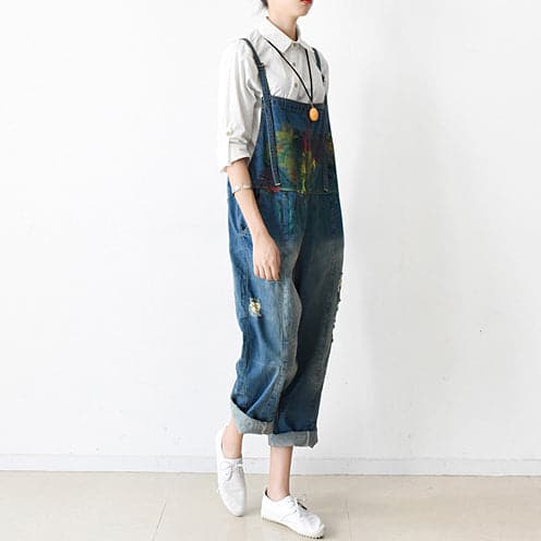 2021 fall oversized denim jumpsuits casual blue jeans denim outfits cute dylinoshop