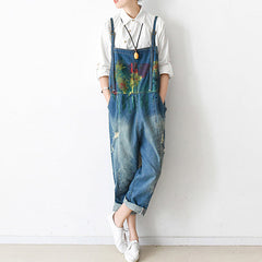 2021 fall oversized denim jumpsuits casual blue jeans denim outfits cute dylinoshop