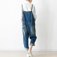 2021 fall oversized denim jumpsuits casual blue jeans denim outfits cute dylinoshop