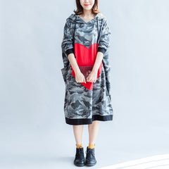 2021 fall prints ruffles black cotton shift dresses hooded oversize casual dress patchwork loving heart dylinoshop