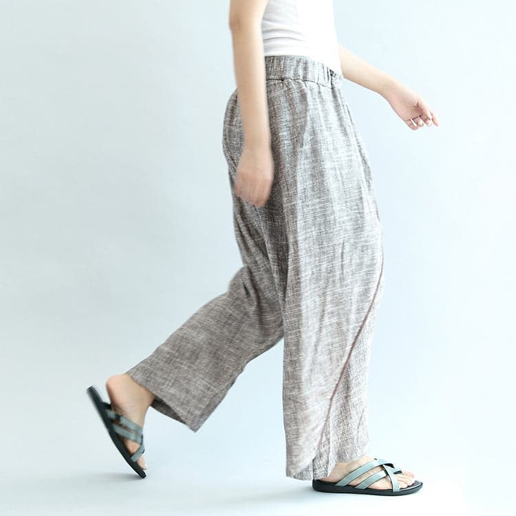 2021 khaki linen pants oversize elastic waist traveling pants dylinoshop