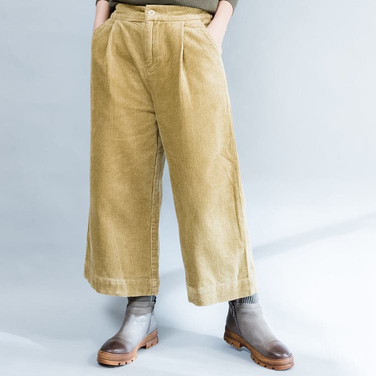 2021 khaki thick corduroy trousers loose casual wide leg pants dylinoshop