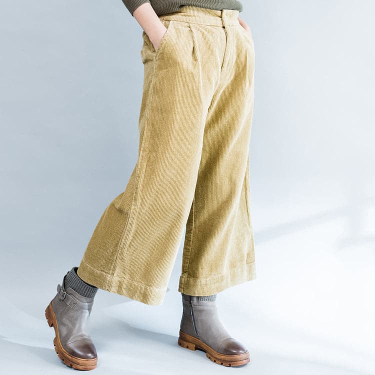 2021 khaki thick corduroy trousers loose casual wide leg pants dylinoshop