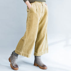 2021 khaki thick corduroy trousers loose casual wide leg pants dylinoshop