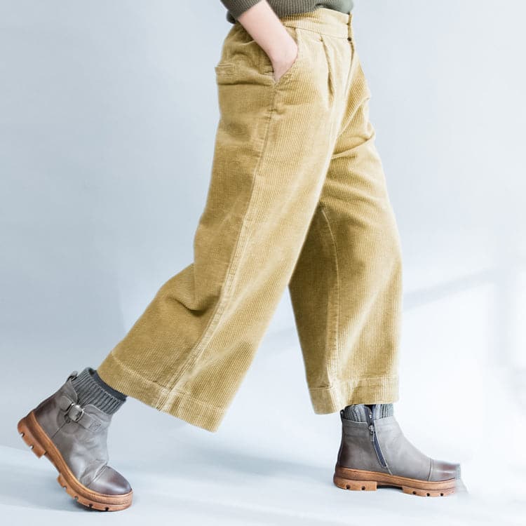 2021 khaki thick corduroy trousers loose casual wide leg pants dylinoshop