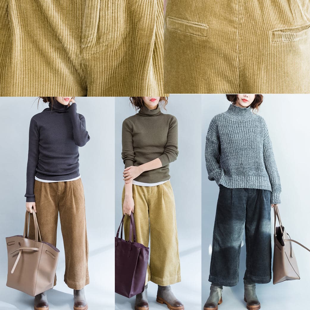 2021 khaki thick corduroy trousers loose casual wide leg pants dylinoshop