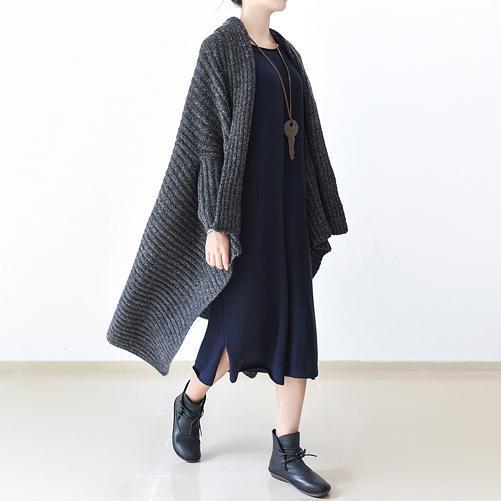 2021 winter gray knit sweater woolen cardigans plus size cape warm coats dylinoshop