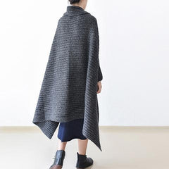 2021 winter gray knit sweater woolen cardigans plus size cape warm coats dylinoshop