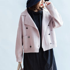 2021 winter pink short woolen jackets oversized woolen coats dylinoshop