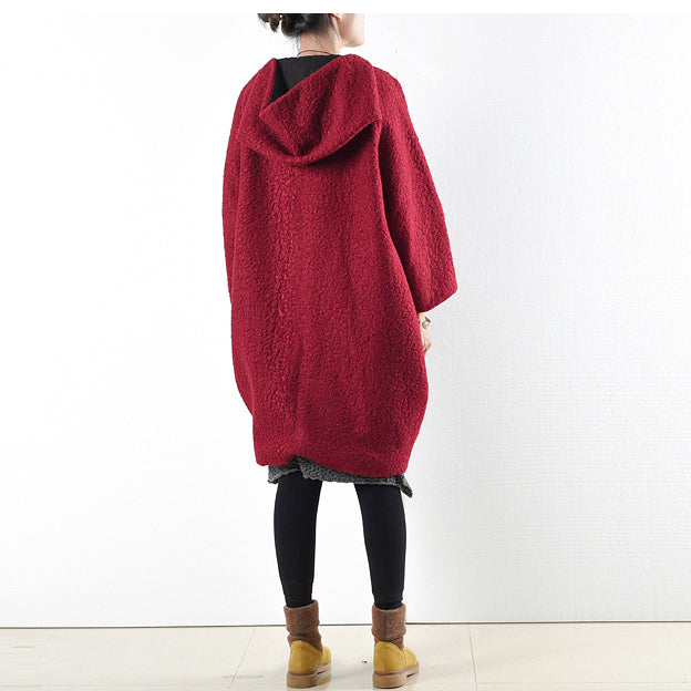 2021 winter red woolen coats oversized woman winter outwear original design dylinoshop