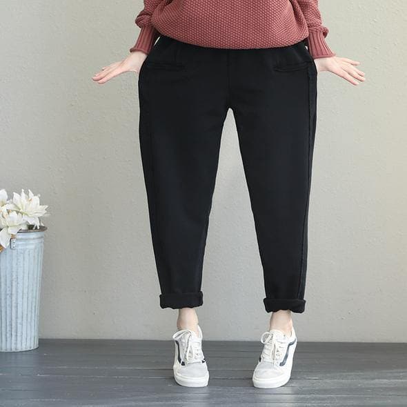 2019 Casual Women Brushed Thicken Casual Pants For Winter dylinoshop