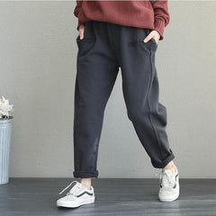 2019 Casual Women Brushed Thicken Casual Pants For Winter dylinoshop