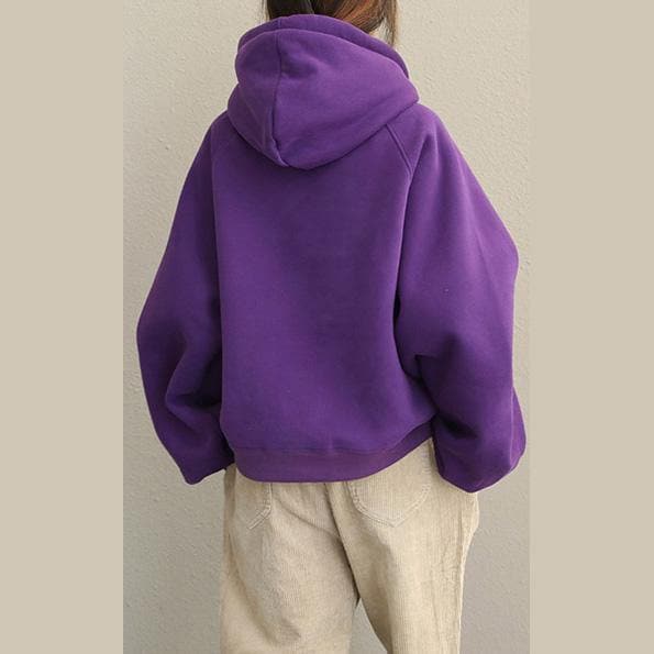 2019 Cute Yellow And Purple Brushed Hoodie Fleece For Women dylinoshop