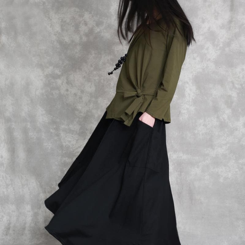 2019 army green cotton tops oversized cotton maxi t shirts women asymmetric long sleeve cotton shirts dylinoshop