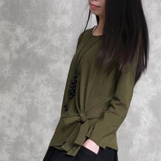 2019 army green cotton tops oversized cotton maxi t shirts women asymmetric long sleeve cotton shirts dylinoshop