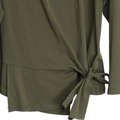 2019 army green cotton tops oversized cotton maxi t shirts women asymmetric long sleeve cotton shirts dylinoshop