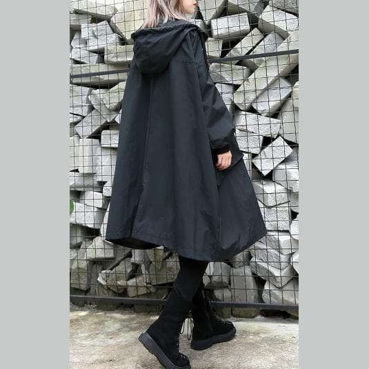 2019 black Winter coat trendy plus size hooded baggy zippered Coats women pockets coats dylinoshop