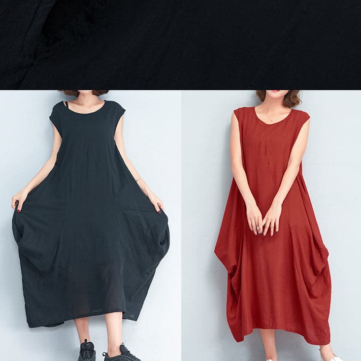 2021 black natural cotton polyester dress oversize sleeveless traveling dress Elegant kaftans dylinoshop