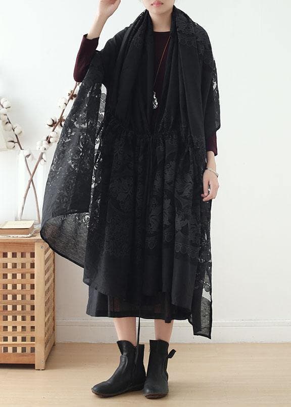 2019 new original design cotton drawstring shawl heavy work lace cloak coat dylinoshop