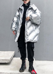 2019 silver Parkas for women oversized down jacket winter outwear hooded dylinoshop