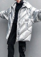 2019 silver Parkas for women oversized down jacket winter outwear hooded dylinoshop