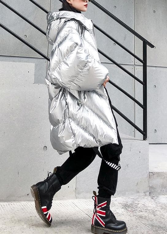 2019 silver Parkas for women oversized down jacket winter outwear hooded dylinoshop