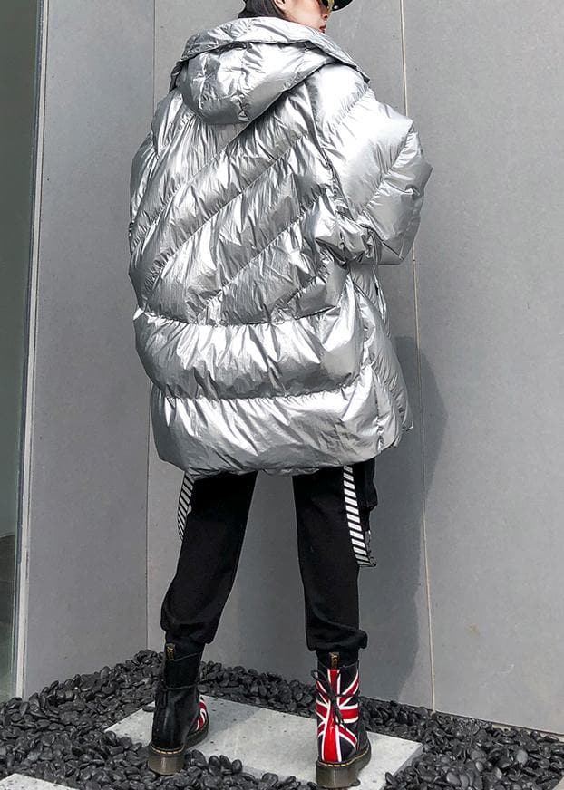 2019 silver Parkas for women oversized down jacket winter outwear hooded dylinoshop