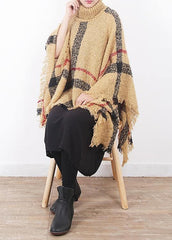 2019 yellow original cloak shawl plaid high neck oversize sweater dylinoshop