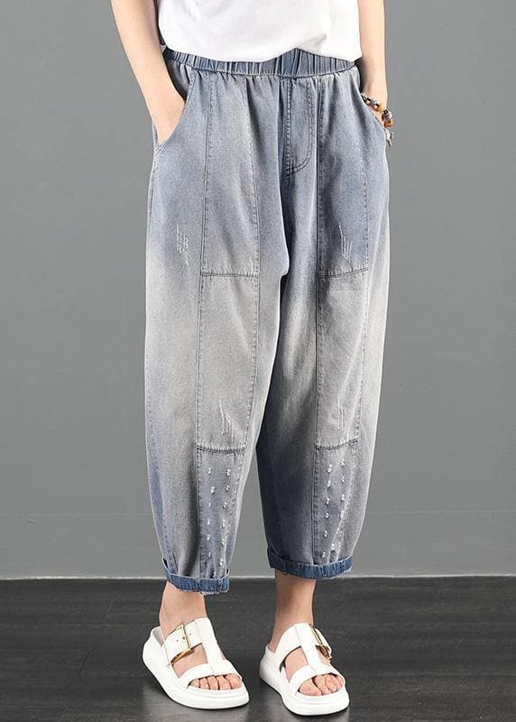 2021 summer dress code loose high waist washed old denim harem pants dylinoshop