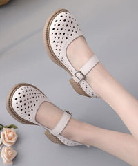 2021 Chocolate Hollow Out Flat Feet Shoes Genuine Leather dylinoshop