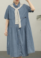 2021 Wash Casual Lace Shawl Two Piece Denim Dress dylinoshop