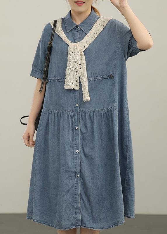 2021 Wash Casual Lace Shawl Two Piece Denim Dress dylinoshop