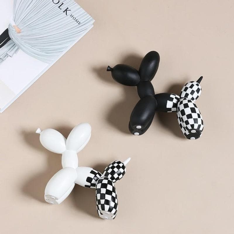 Checkered Balloon Dog Sculpture dylinoshop