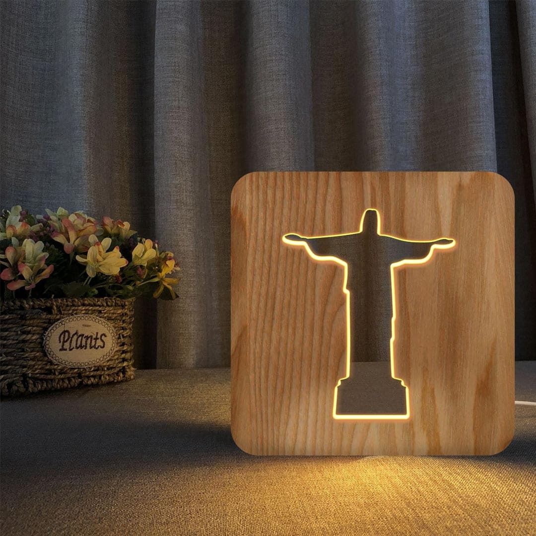 Wooden Night Light USB Powered Feajoy