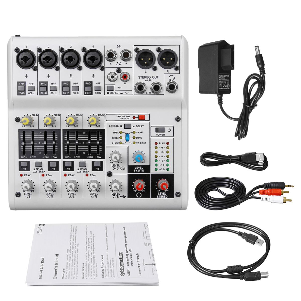 6/8 Channel USB2.0 48V Audio Mixer Mixing Console for Family KTV Speach Meeting Trendha