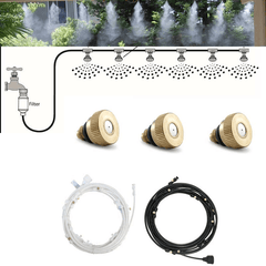 Water Misting Cooling System Kit Summer Sprinkler Brass Nozzle Outdoor Garden Dust Removal Spray Hose Irrigation Set dylinoshop