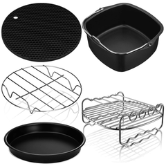 5Pcs Air Fryer Accessories Baking Basket Cake Barrel Pizza Pan Tray Pot for Kitchen Trendha