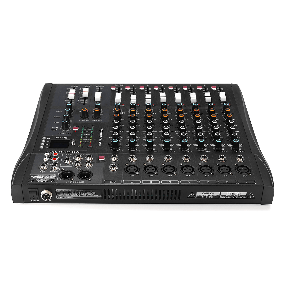 9 Channel 3 Band Professional Bluetooth Audio Mixer Console Studio USB DJ Sound Mixing Trendha