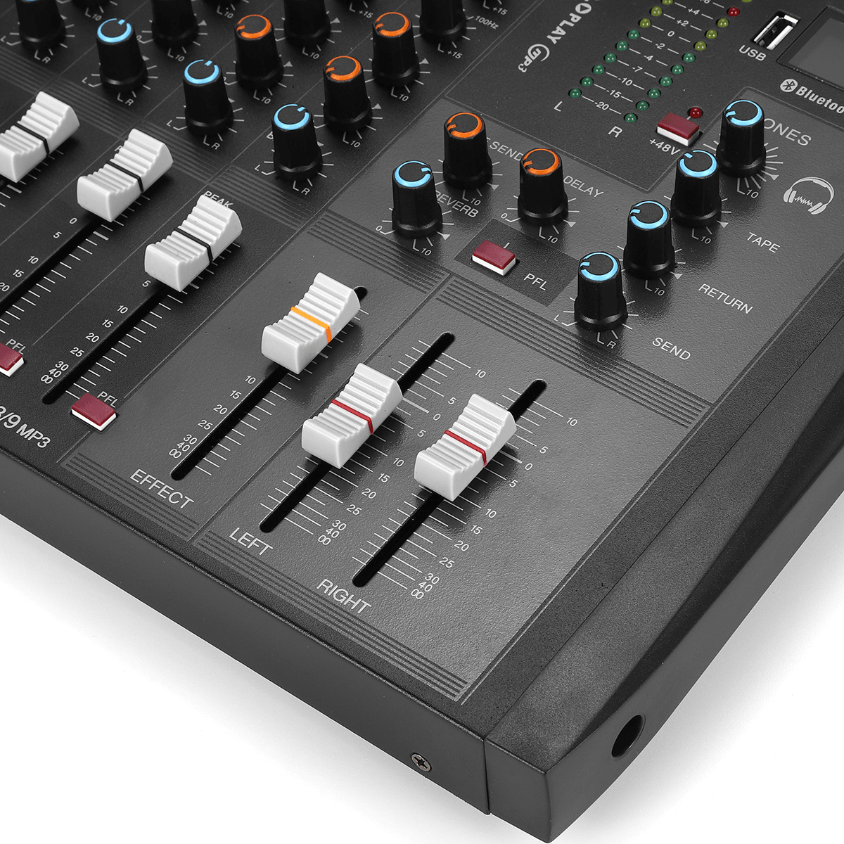 9 Channel 3 Band Professional Bluetooth Audio Mixer Console Studio USB DJ Sound Mixing Trendha