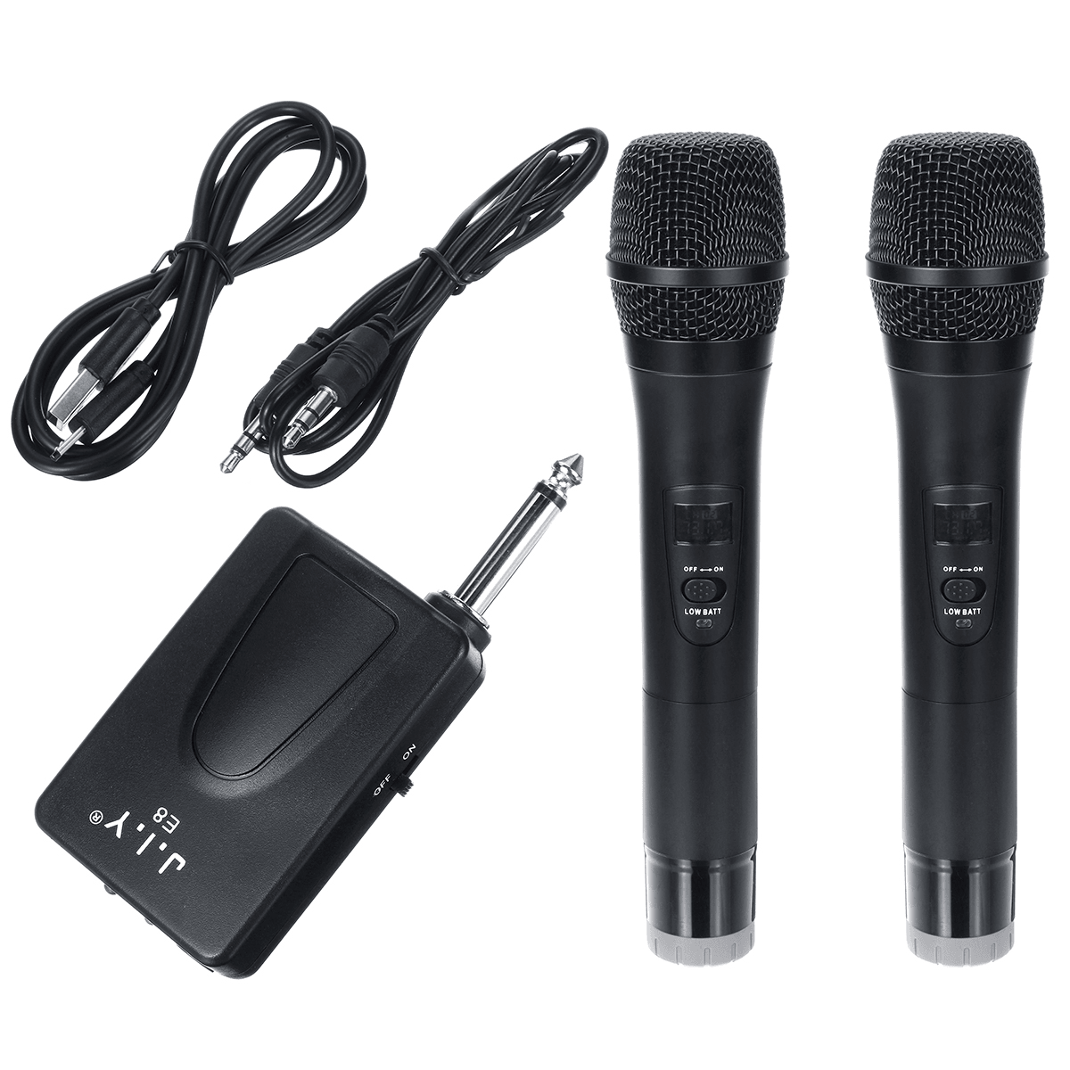 Professional UHF Double Wireless Handheld Karaoke Microphone with 3.5Mm Receiver Trendha