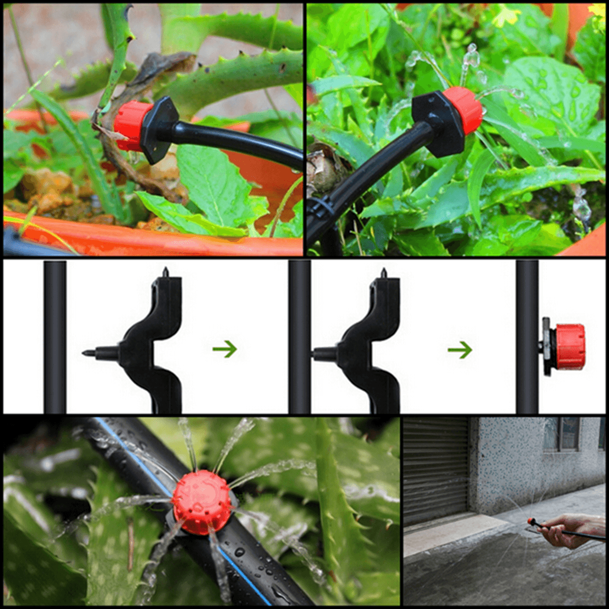 100Pcs Adjustable Micro Drip Irrigation Watering Anti-Clogging Emitter Dripper Watering System Automatic Hose Kits Connector dylinoshop