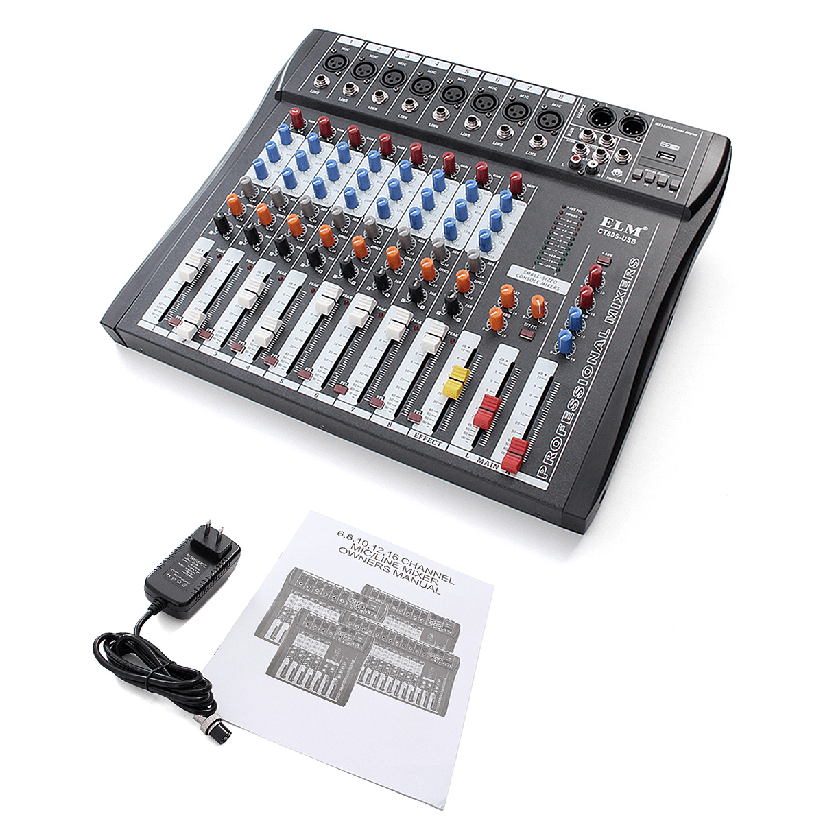 EL M CT80S 8 Channel Live Studio 48V Phantom Audio Mixer Mixing Console for DJ KTV Karaoke Trendha