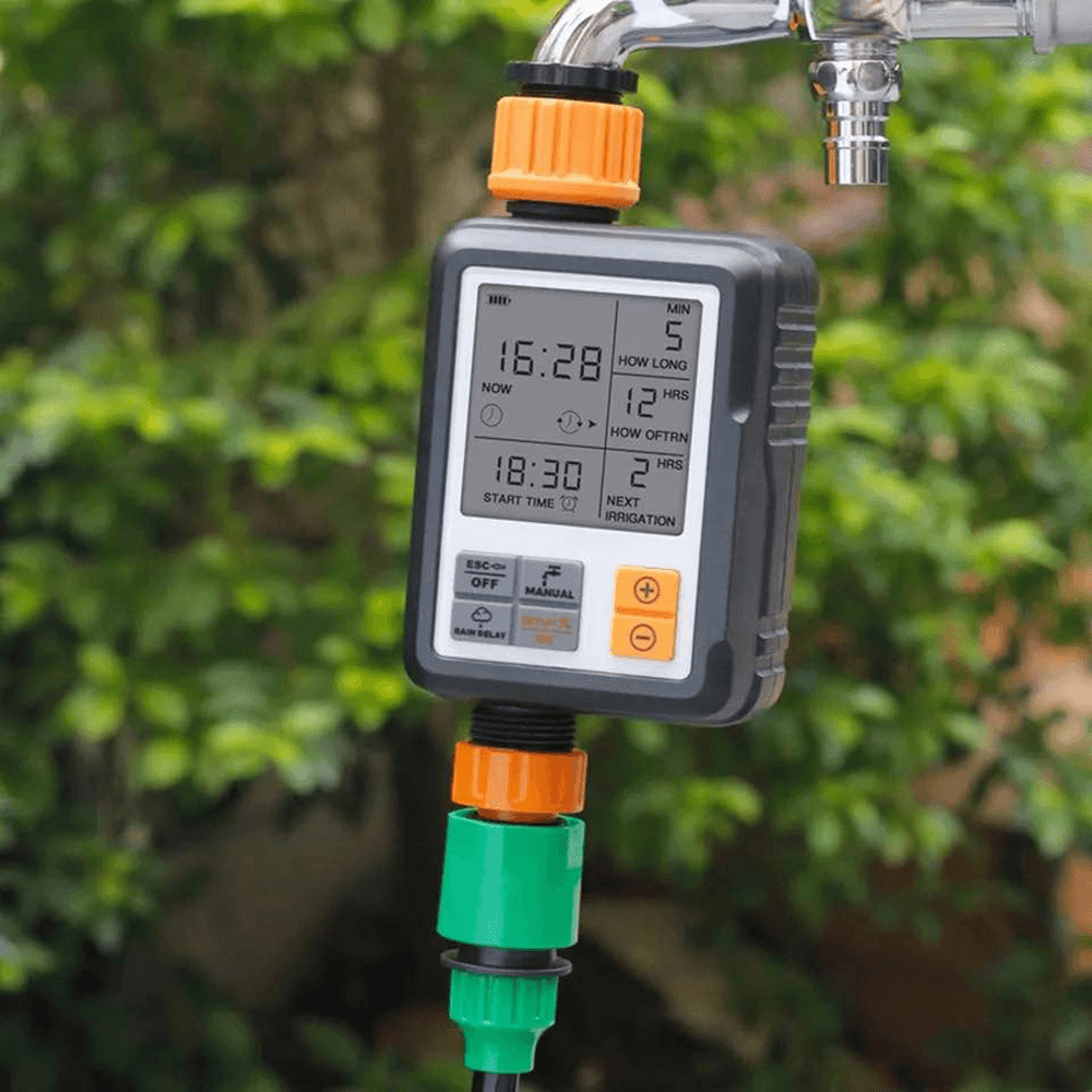 Digital Programmable Water Timer Automatic Watering Device 3" Large Screen IP65 Waterproof Rain Delay for Outdoor Garden Lawn Growing Plants Flowers dylinoshop