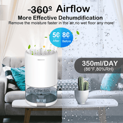 Mini Dehumidifier Air Dryer Moisture Absorber Powerful Dehumidification Negative Ion Sterilization 1000Ml Water Tank for Home Bedroom Kitchen Office Trendha