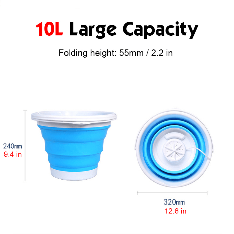 Portable Mini Turbine Clothes Washing Machine Compact Foldable Ultrasonic Washer USB Powered for Travel Home Camping Apartments Dorms RV Business Trendha