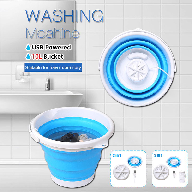 Portable Mini Turbine Clothes Washing Machine Compact Foldable Ultrasonic Washer USB Powered for Travel Home Camping Apartments Dorms RV Business Trendha